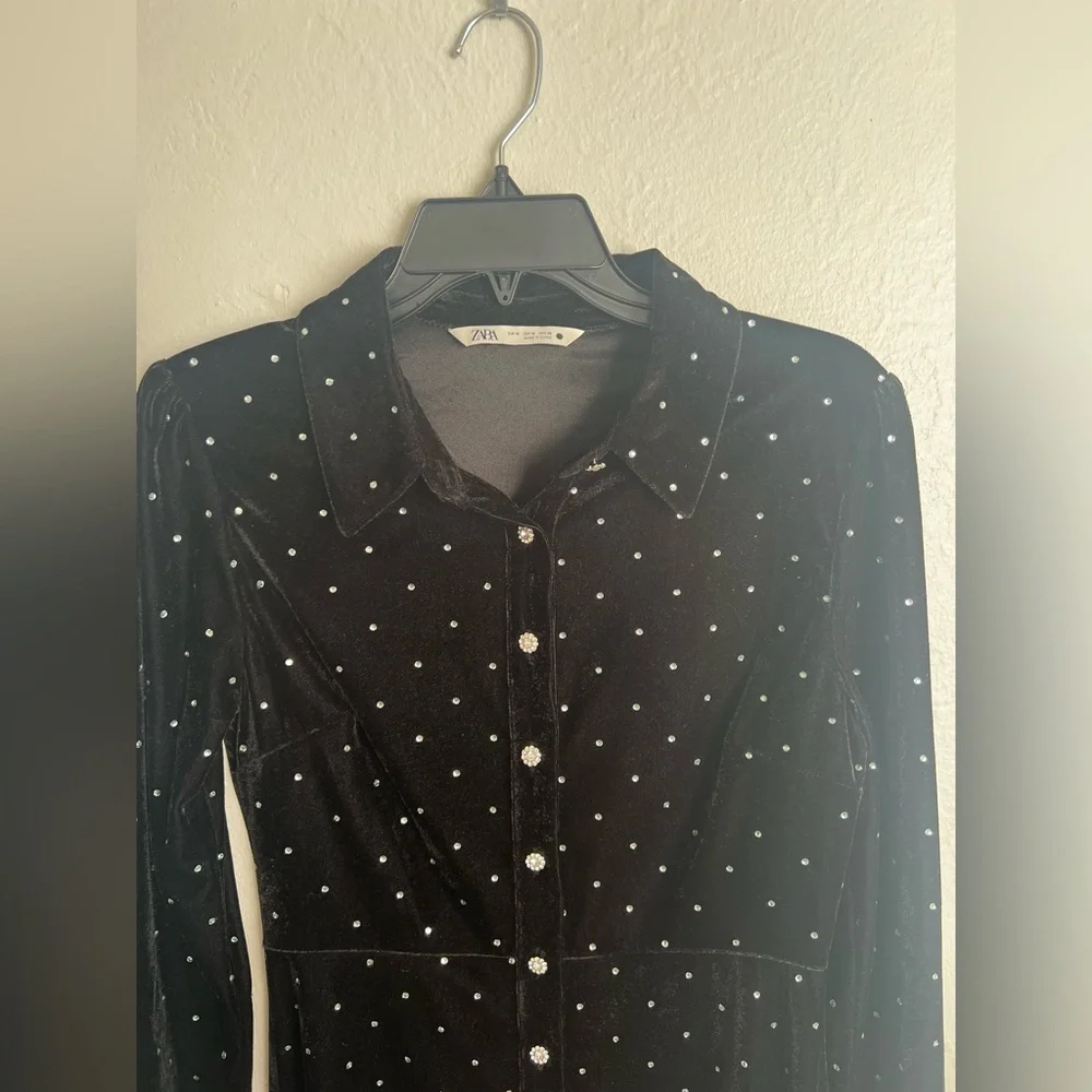 Zara Verona Mini Velvet Dress Size Medium - Picture 6 of 14